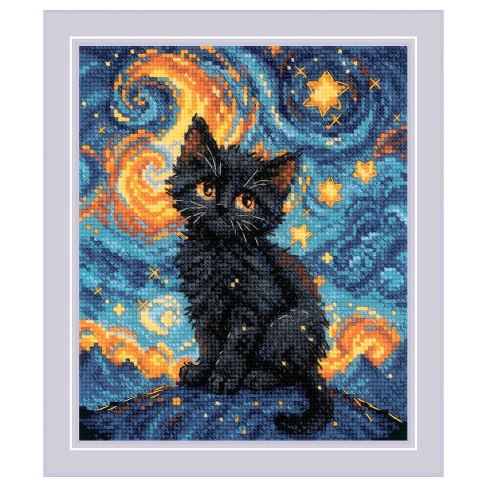 Набор для вышивания нитками Риолис, Звездный котик 15х18см