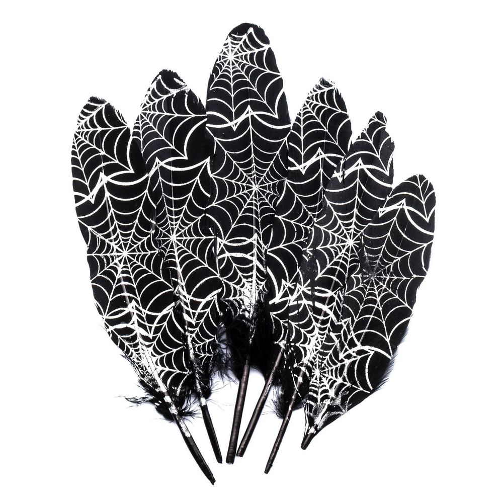 Перо декоративное обработанное Паутинка, 17-20см, 6 шт, XQ-660307