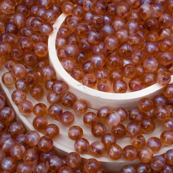 Бусины акрил ⌀10 мм, 500 г, дымка с АВ шиммером, круглые, AD035 янтарный, (7748708)2010 , Astra&Craft