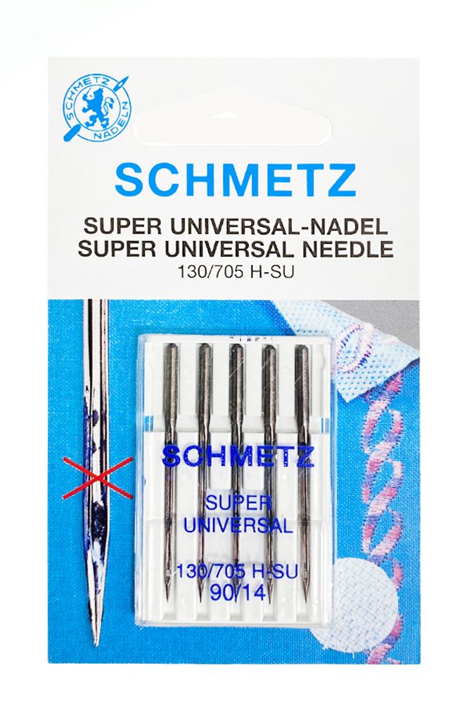 Иглы для швейных машин стандартные покрытием антиклей Schmetz 130/705H-SU №90, 5 игл