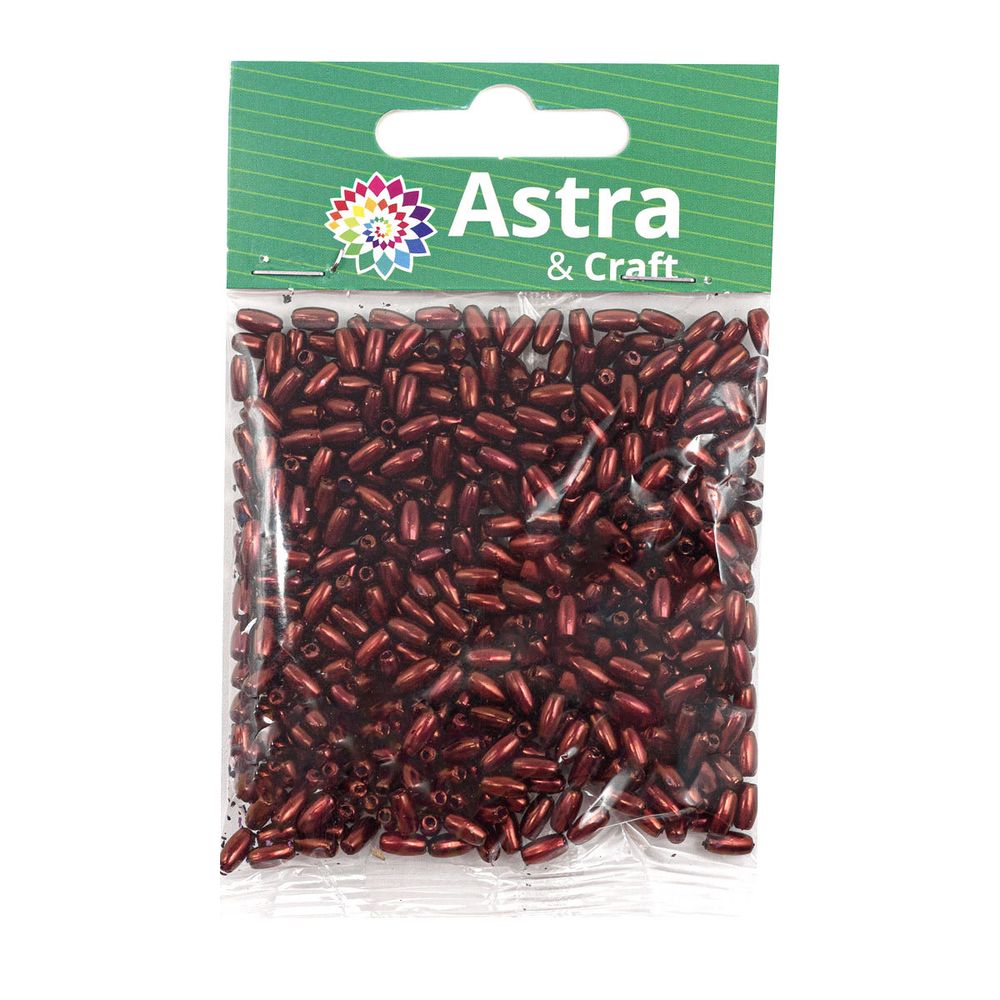 Бусины пластик (жемчуг) 3х6 мм, 15 г, Astra&Craft, J533 винный