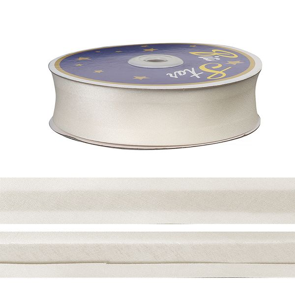 Косая бейка атласная 30 мм / 27.43 метров, BS, F102 молочный