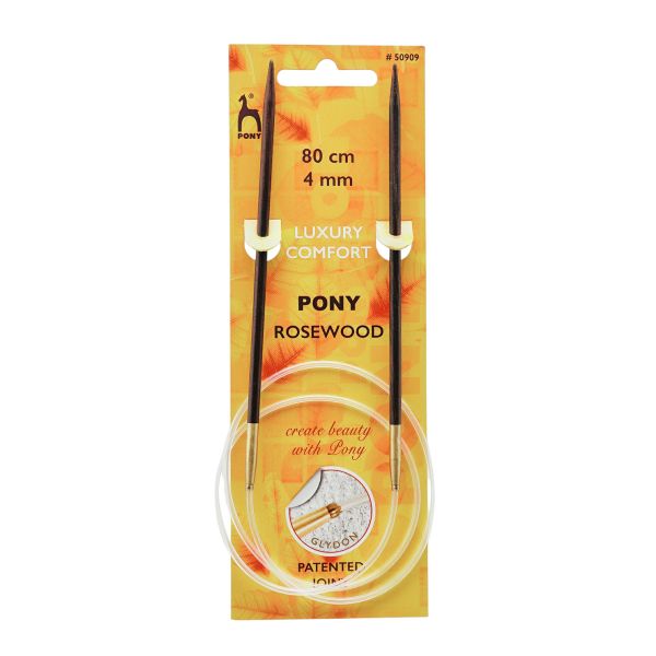 Спицы круговые Pony Rosewood ⌀4.0 мм, 80 см, розовое дерево, 50909