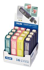 Ластик-точилка Stick с выдвижным ластиком 1 отверстие 16 шт, ассорти 4702116, Milan