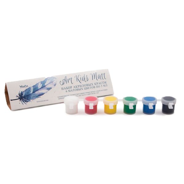 Набор акриловых красок, матовые ArtKid Matt 6 цветов, 5мл, Wizzart