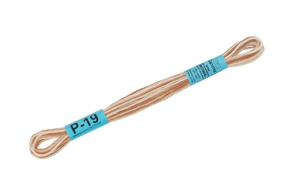 Мулине Gamma меланж, цв.Р-19 св.коричневый-белый, 12 мотков по 8 метров