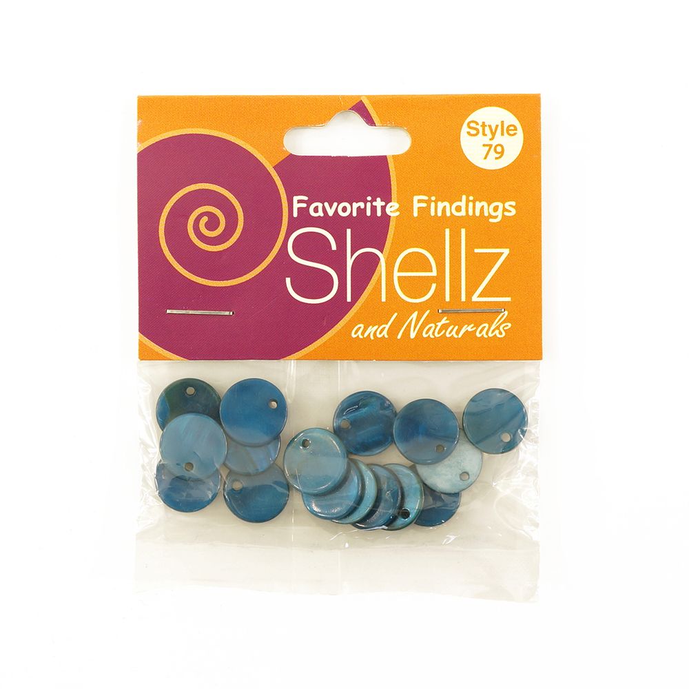 Пуговицы Shellz &amp; Natural Round River Shell Dangles 13 мм, голубой, 16 шт, Blumenthal Lansing
