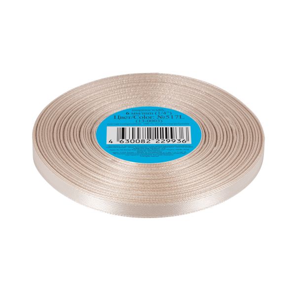 Лента атласная 1-сторонняя 6.0 мм / 33±2 метра, №517L(13-0003) кремовый, Gamma