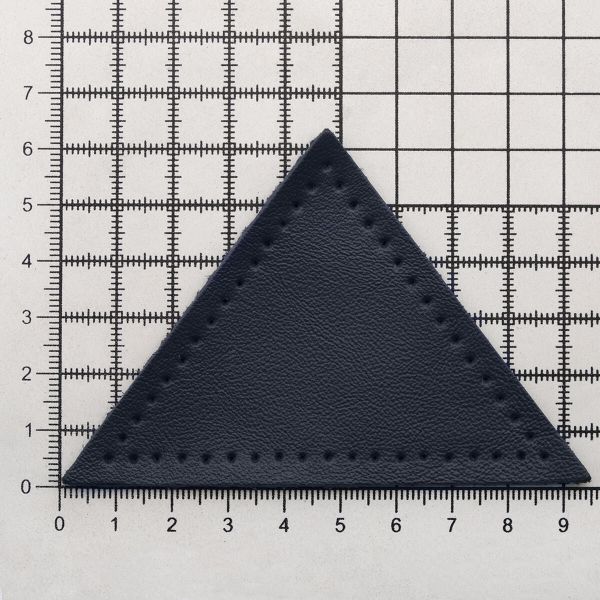 Заплатки пришивные из кожи, треугольник равнобедр., стор. 8см, с перфорацией, 2 шт, 100% кожа, 05 темно-синий, 9903