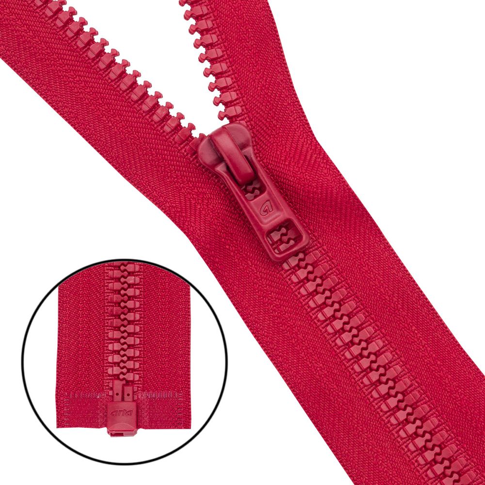 Молния трактор Arta Т6 (6 мм) 1 зам., разъем., 70 см, (2076), A519 красный, НОВЫЙ МАТОВЫЙ ЗАМОК, уп.5 штук