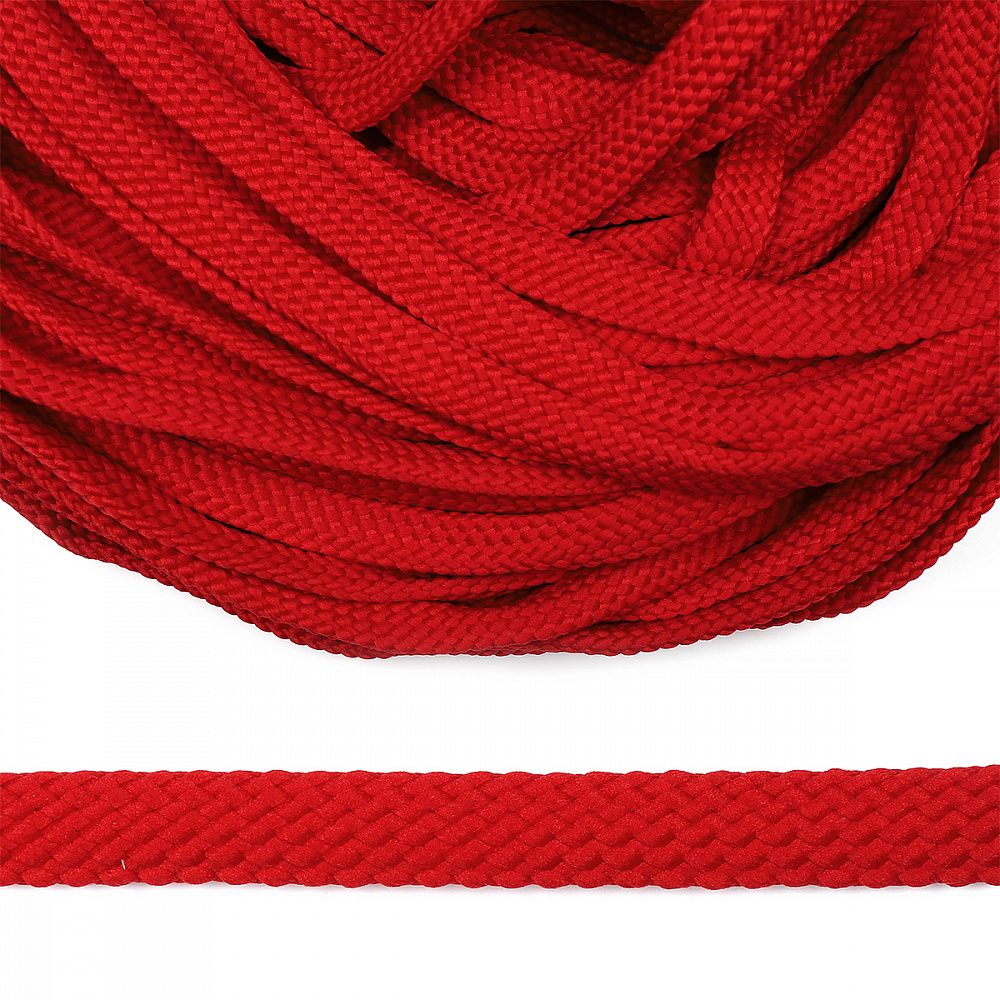 Шнур полиэфир плоский 15.0 мм / 50 метров, турецкое плетение 113 красный