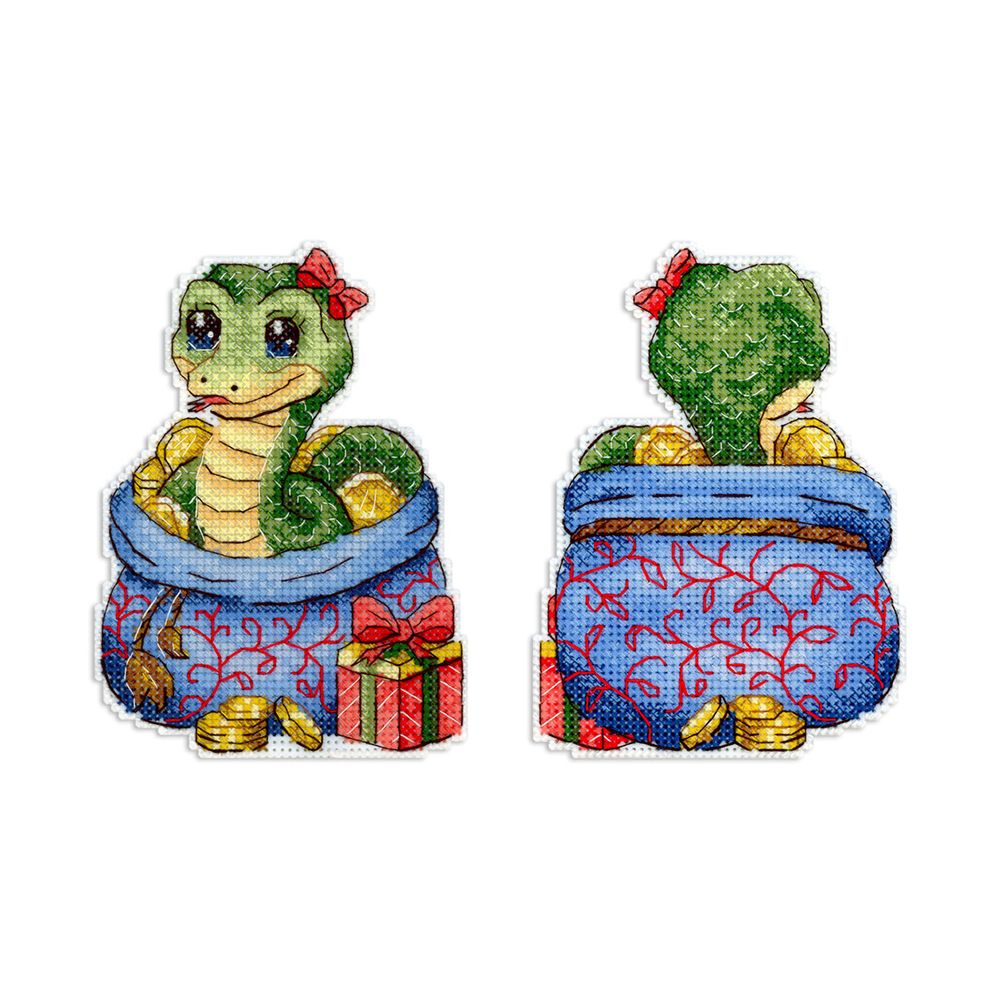 Набор для вышивания нитками МП Студия Р-1142, Денежная змея, 12х9 см