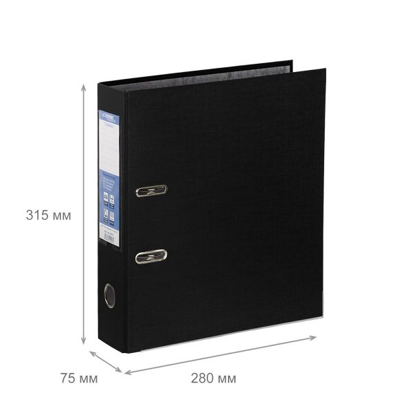 Регистратор PVC, мет.уг. 75 мм, 50 шт, Premier A4 арочный механ. (разб.), черный EC1012215, Expert Complete