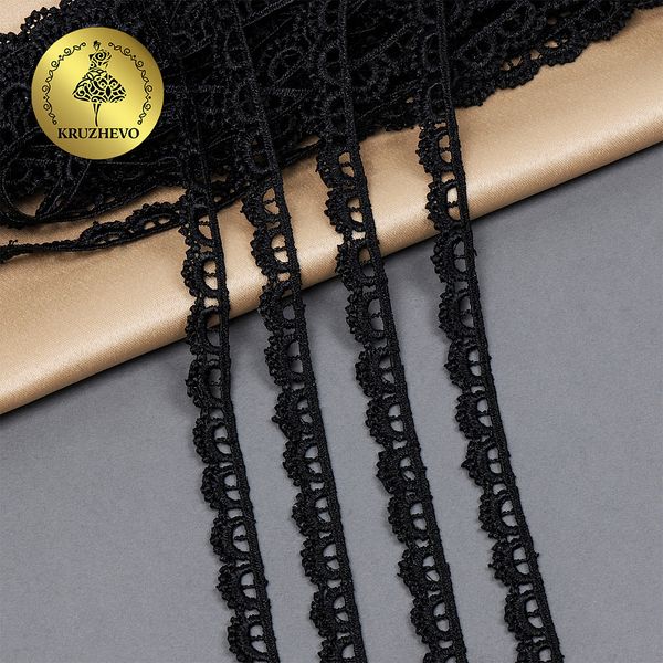 Кружево гипюр (плетёное) 10 мм / 9 метров, TR.8G8008, 03 черный