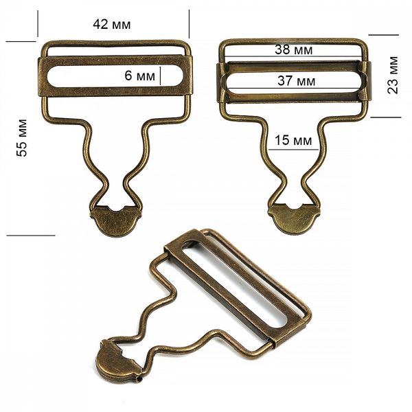 Застежка для комбинезона 38 мм, цв. антик, уп. 50 шт