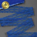 Кружево отделочное в стиле "трикотаж" 40 мм, 150-1, цв.16 синий, 9.14м