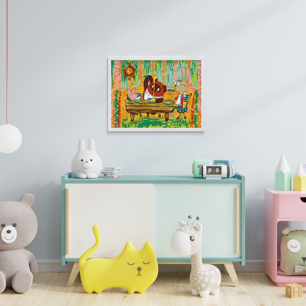 Картина по номерам Фрея, Союзмультфильм. Винни-Пух в гостях у Кролика, на картоне, 40х30 см