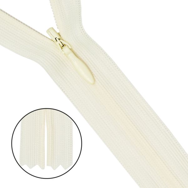 Молния потайная (скрытая) Т3 (3 мм) 1 зам., н/раз., 50 см, молочный, 31278 / 50, 10 шт