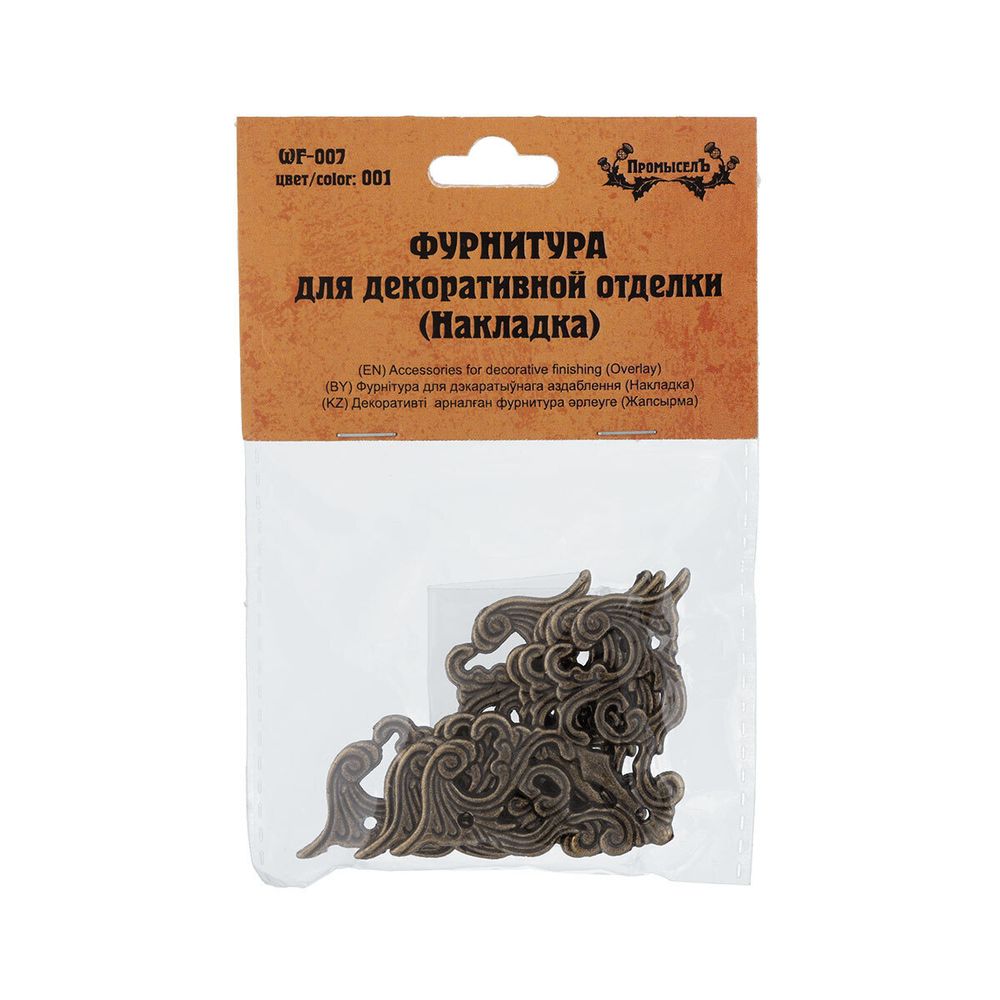 Накладка для шкатулок 4.5х4.5 см, 1 шт, 01 бронза, Промысел WF-007