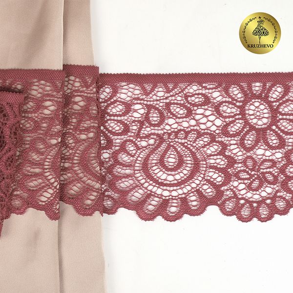 Кружево эластичное (стрейч) 90 мм, TBY.YSTL00839.N, L2925 розовый рубин, 3м, Kruzhevo