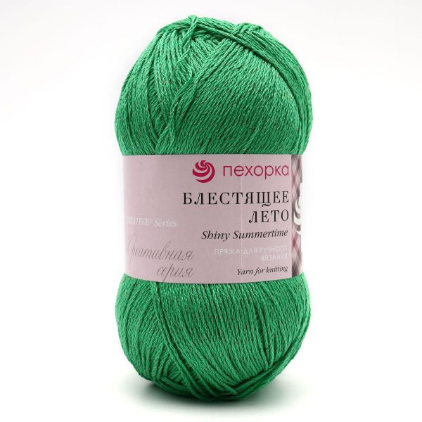 Пряжа Пехорка Блестящее лето / уп.5 мот. по 100 г, 380 м, 480 яркая зелень