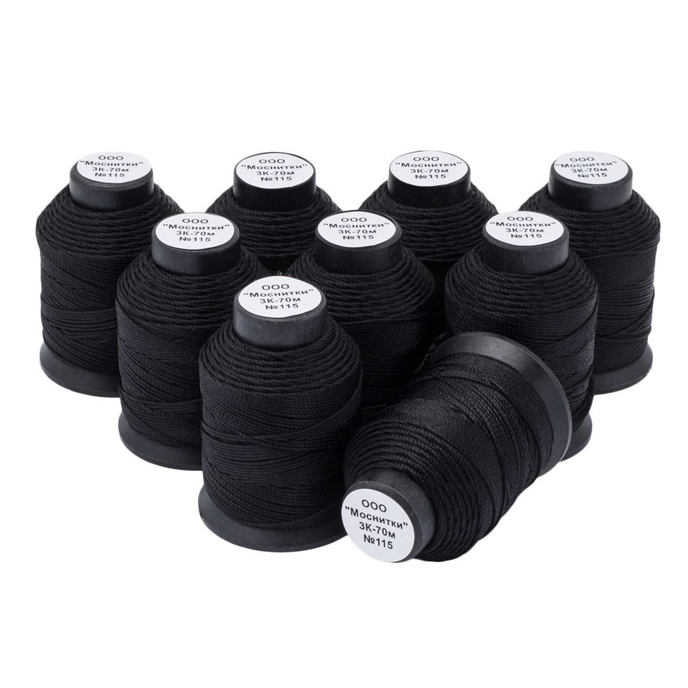 Нитки капроновые 3К 70м, 115 черный, 9 катушек