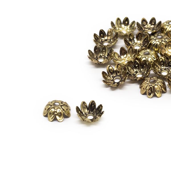 Шапочка для бусин крепежная ⌀9 мм, 20 шт, бронза, К14, 22596