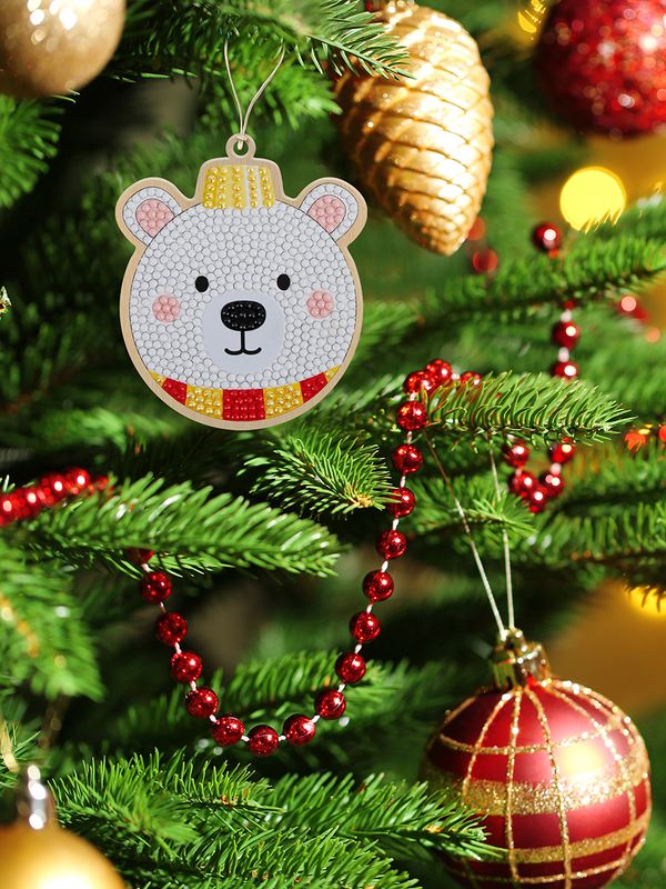 Кристальная (алмазная) мозаика Фрея ALVP-035, подвеска, Белый мишка, 8.5х10 см