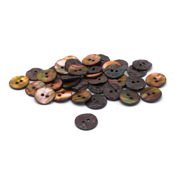 Пуговицы на 2 прокола 24L (15мм), ракушка (C-Coffee (кофейный)), CN-S003A, 36 шт