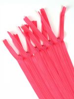 Молния потайная (скрытая) Т3 (3 мм) 1 зам., н/раз., 60 см, цв.F338 ярк. розовый, 50 шт, Mzip