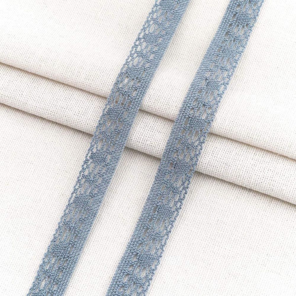 Тесьма отделочная 16 мм / 18.2 метра, А7173 хлопок, вязаная, серо-голубой, 21212