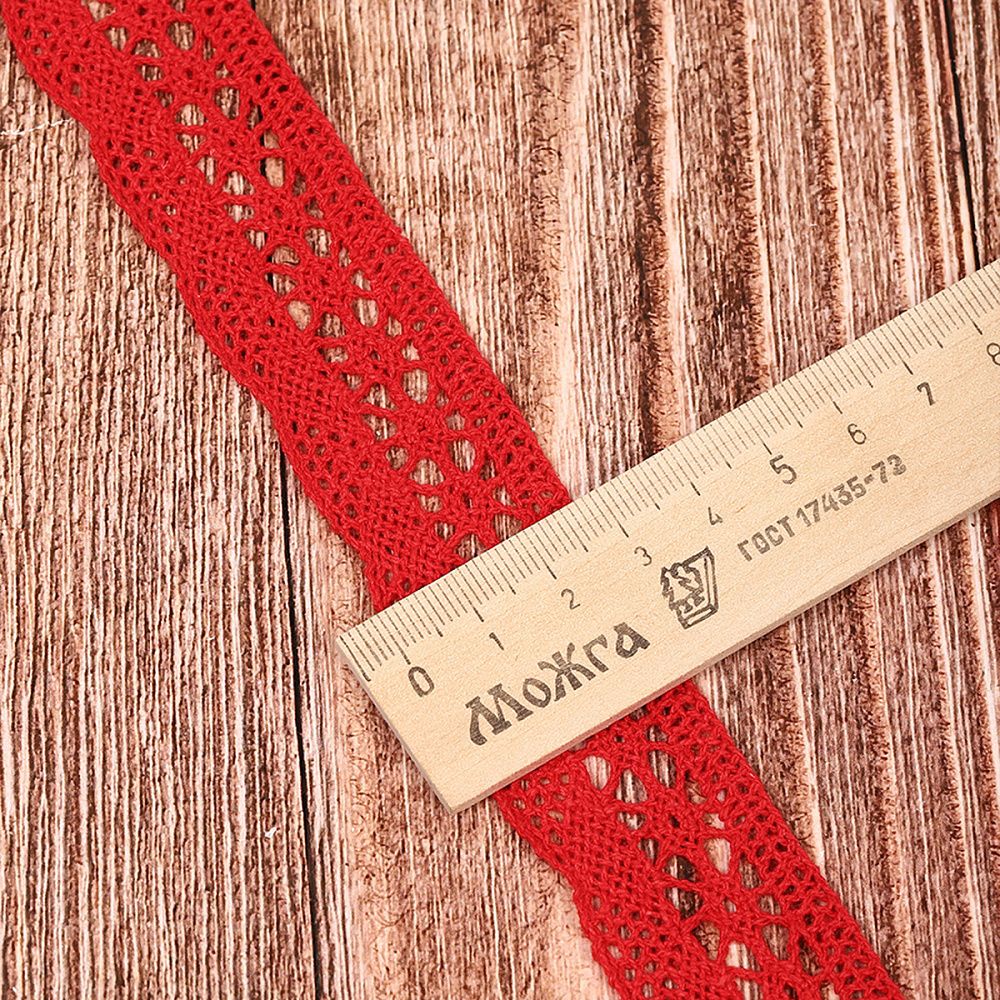 Кружево вязаное (тесьма) 27 мм / 10 метров, хлопок, TBY.1005 цв.F162 красный, Kruzhevo