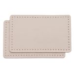 Заплатки пришивные из кожи, прямоугольник 6х9,6см с перфорацией, 2 шт, 100% кожа, 06 бежевый, 9113