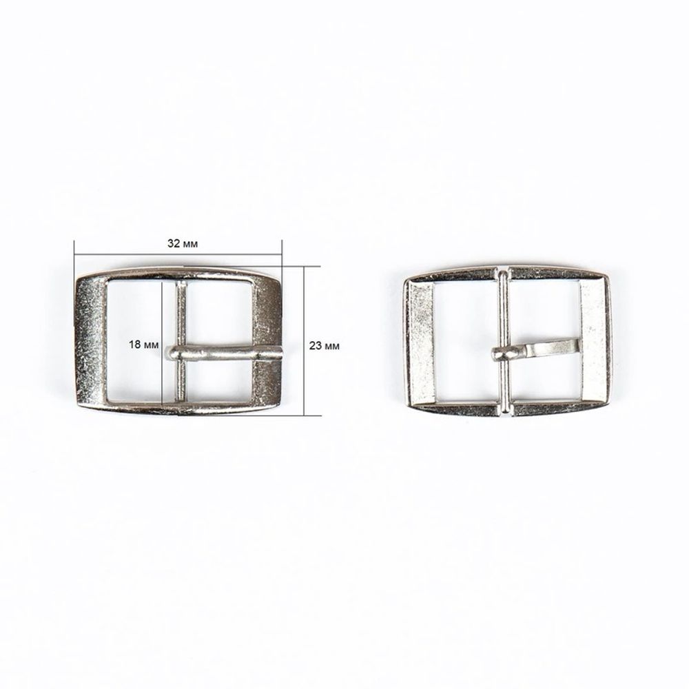 Пряжка ременная металл 18 мм (внешн. 23х32 мм), 10 шт, никель, прямоугольная, BIG
