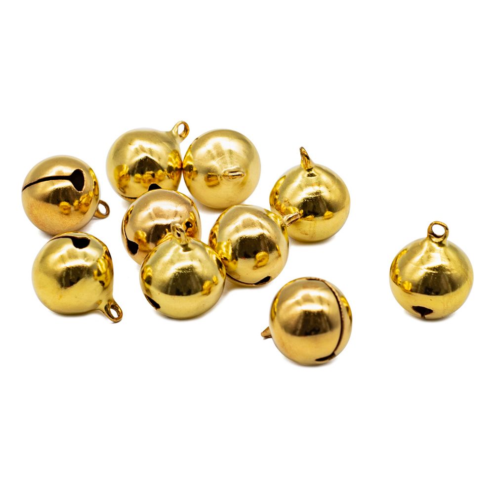 Бубенчики 20 мм, 10 шт, металл, золото, Астра