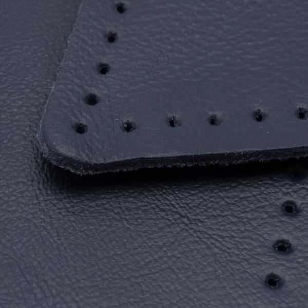 Заплатки пришивные из кожи, ромб 6х8,4см с перфорацией, 2 шт, 100% кожа, 05 темно-синий, 9115