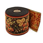 Лента (тесьма) жаккардовая 90.0 мм / 12.5 метров, рис. 9415 Клубничка, черный