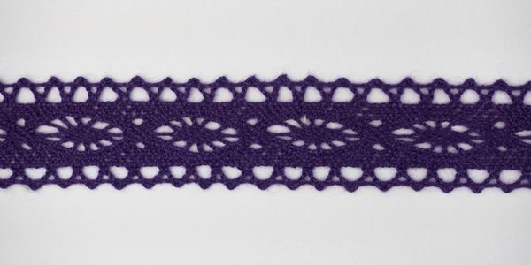 Кружево вязаное (тесьма) 21 мм, цв.фиолетовый, Alfa, 25 метров, AF-146-118
