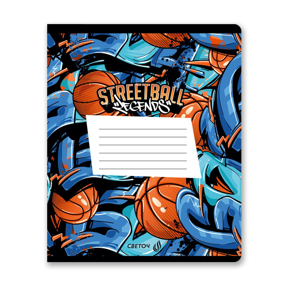 Тетрадь ученическая школьная, выборочный лак, A5+ 12 л. на скобе 65 г/м², белизна 100 %, 25 шт, клетка, 01134 Штрафной бросок, Светоч Т87