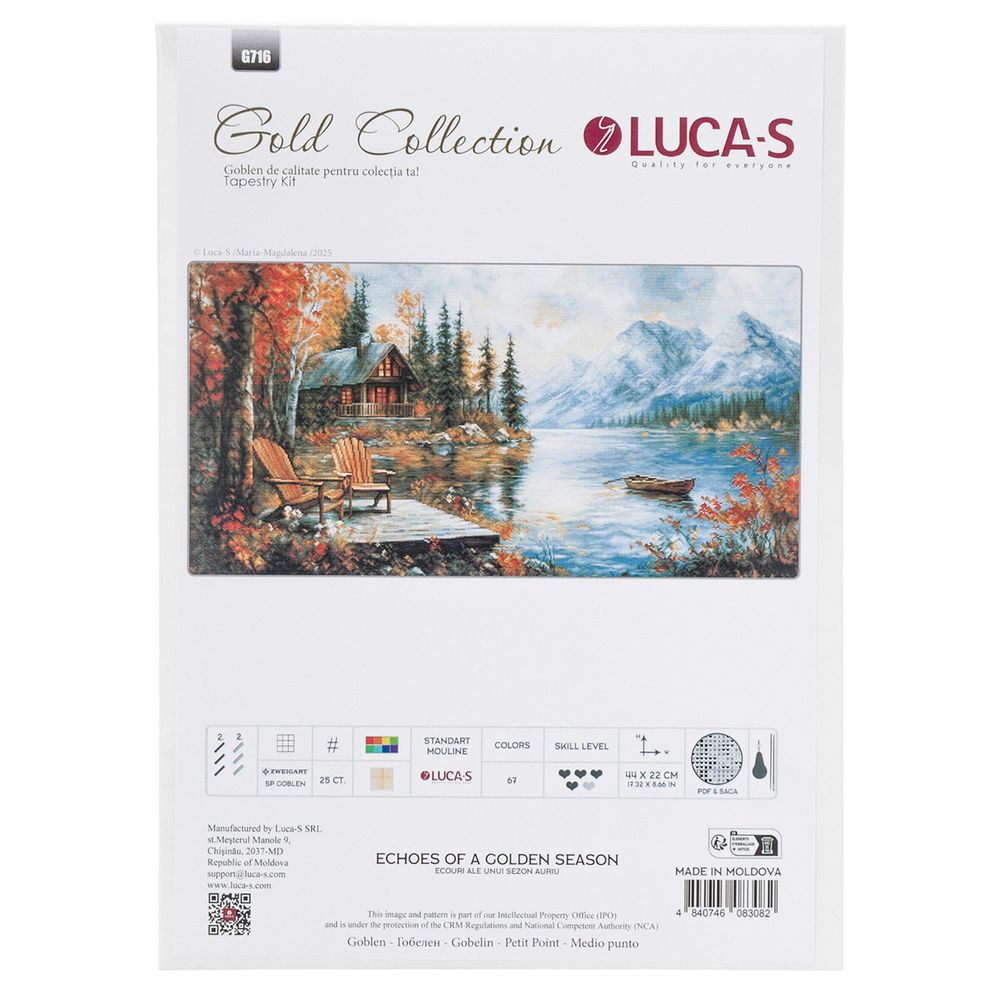Набор для вышивания нитками Luca-S G716, гобелен Отголоски золотого сезона, 44х22см