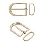 Пряжка + шлевка металл 25 мм, 1 уп (1+1 шт), золото, MB-2202