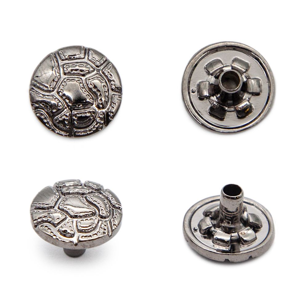 Часть кнопки Альфа (S-образная) ⌀12 мм (A-часть), 5/12 чер.никель мет.BRASS панцирь, 50 шт