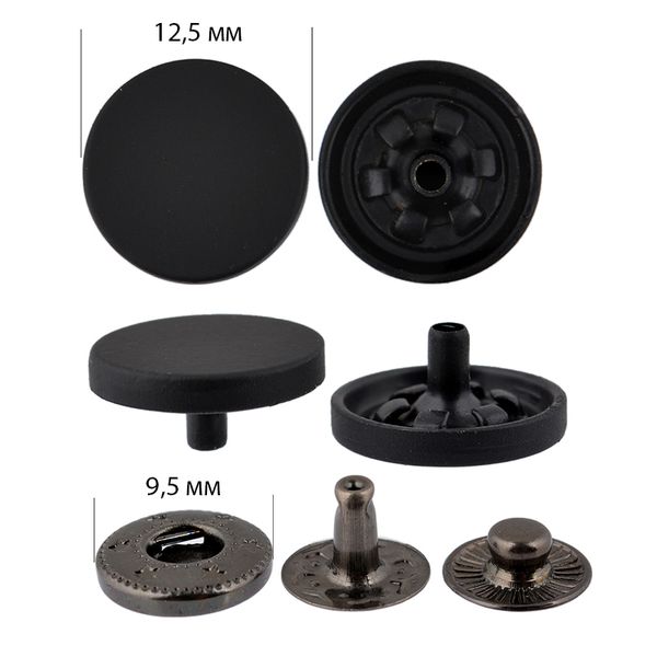 Кнопка Альфа (S-образная) ⌀12.5 мм, ≈100 шт, (внутренние ⌀9.5 мм) цв.черная резина, TBY