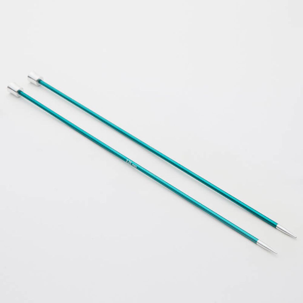 Спицы прямые Knit Pro Zing 3,25 мм / 35 см, алюминий, изумрудный, 2 шт, 47296