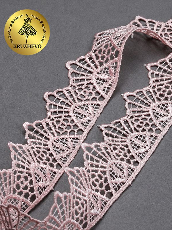 Кружево гипюр (плетёное) 30 мм, диз.TR.4GB2502 цв.7 розовый уп.9м, Kruzhevo