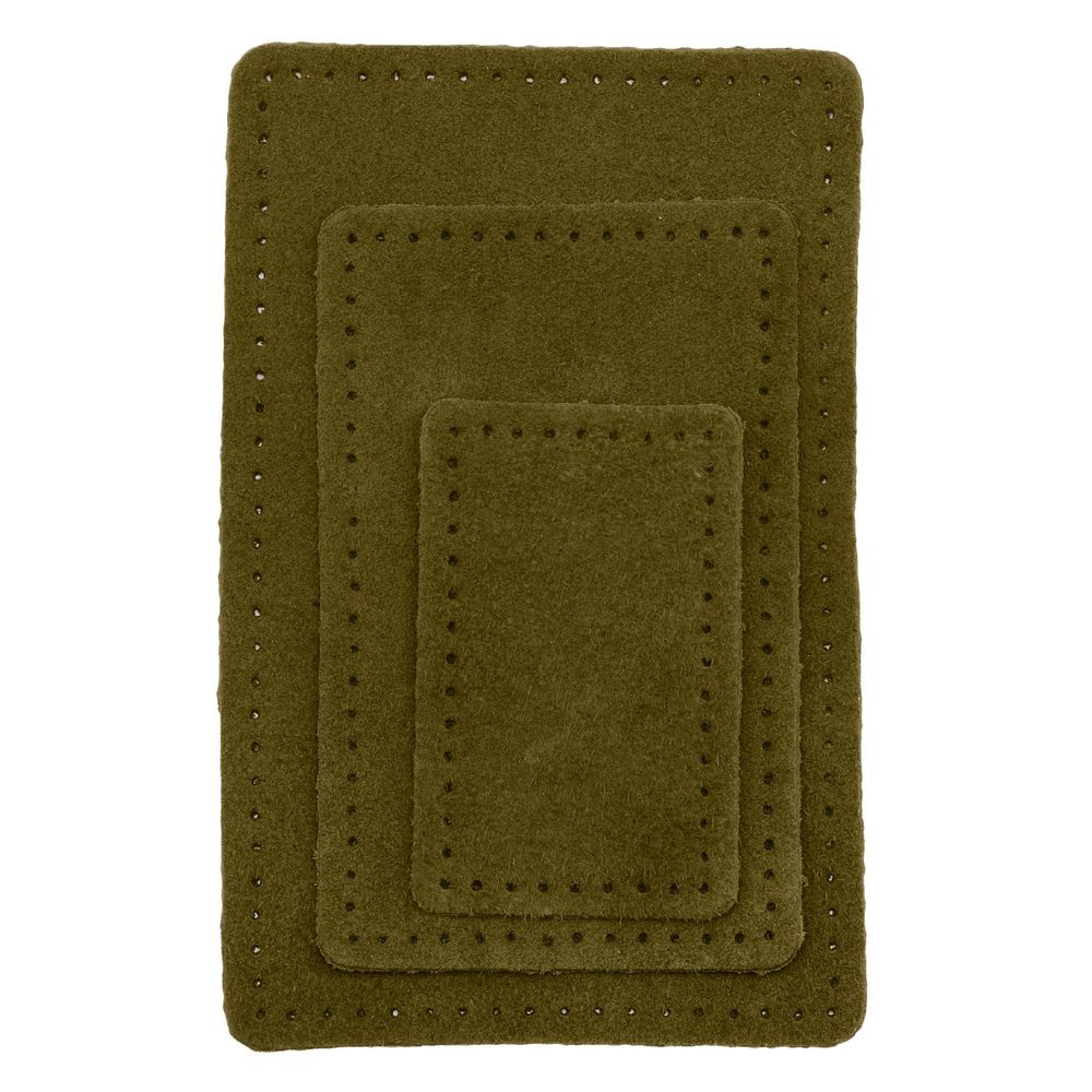 Набор заплаток пришив. из замши, прямоуг-к 4х6,4см, 6х9,6см, 8х12,7см, с перфорацией, 3 шт (33 хаки), 59403