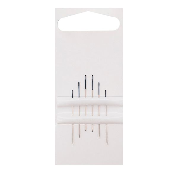 Иглы ручные для вышивания с цветным ушком, №10, серебро/черный, 6 шт, Pony