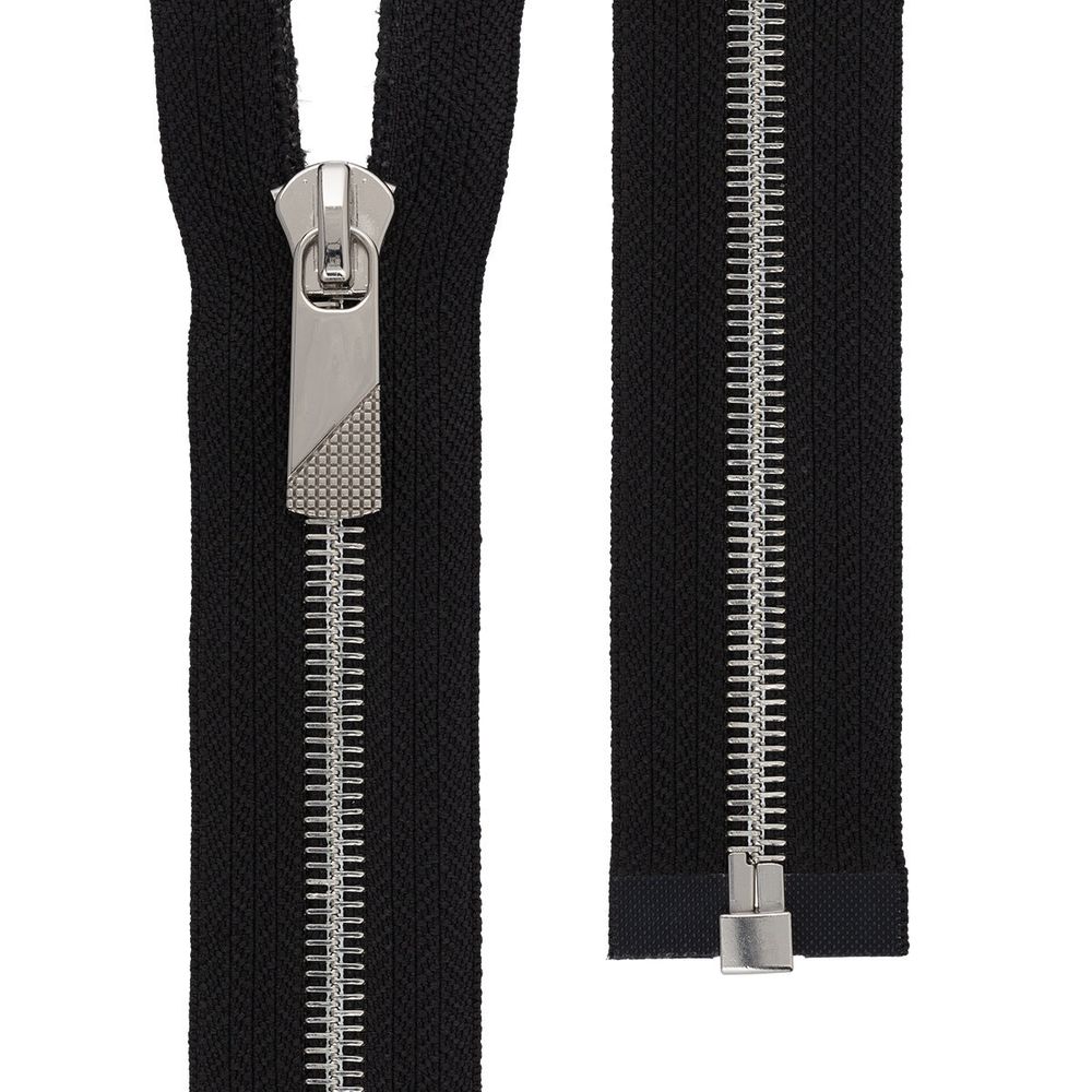 Молния металл Т8 (8 мм) 1 зам., разъем., 70 см, декор, серебро, черный, KAP-8 Gamma, 5 шт