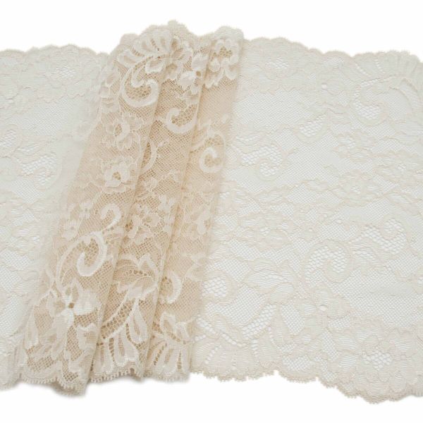 Кружево бельевое эластичное 245 мм / 10 м, телесный