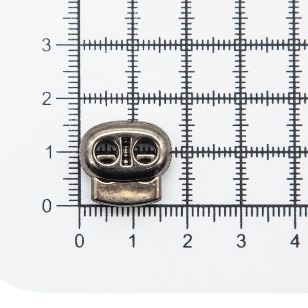 Фиксатор (зажим) для шнура пластик 2 отв., ⌀4.0 мм, 17х16 мм, плоский, под металл (черный никель), 200 шт